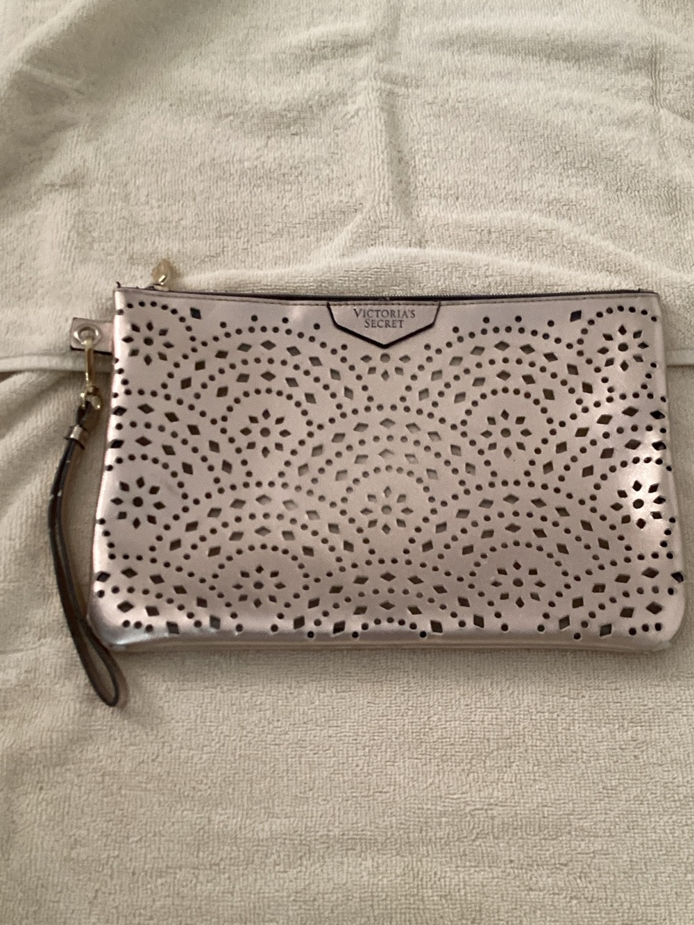 Victoria's Secret Rose Gold Laser-Cut Wristlet Clutch